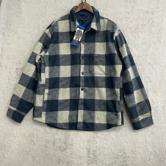 NEW Banana Republic Men's L Heritage Shirt Jacket Large Navy Gray Plaid - Picture 2 of 11